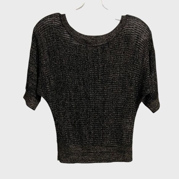 Sweaters - T/O Sweaters Sparkle Metallic Open Knit Sweater Women's Size S Black Gold Fairy